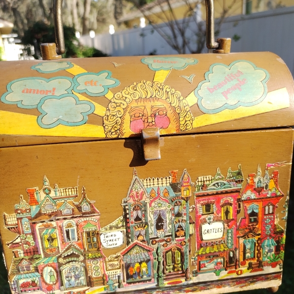 '60s, '70s vintage lunch box style metal bag handbag - Picture 4 of 9